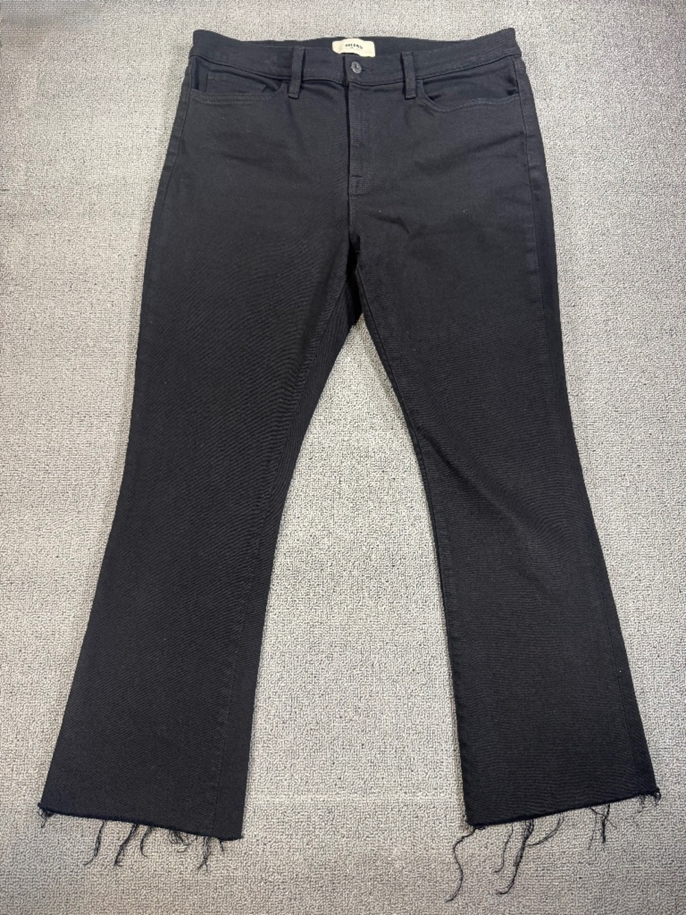 Baldwin Kansas City Maxwell Mid Rise Cropped Flare Jeans Black Made in USA